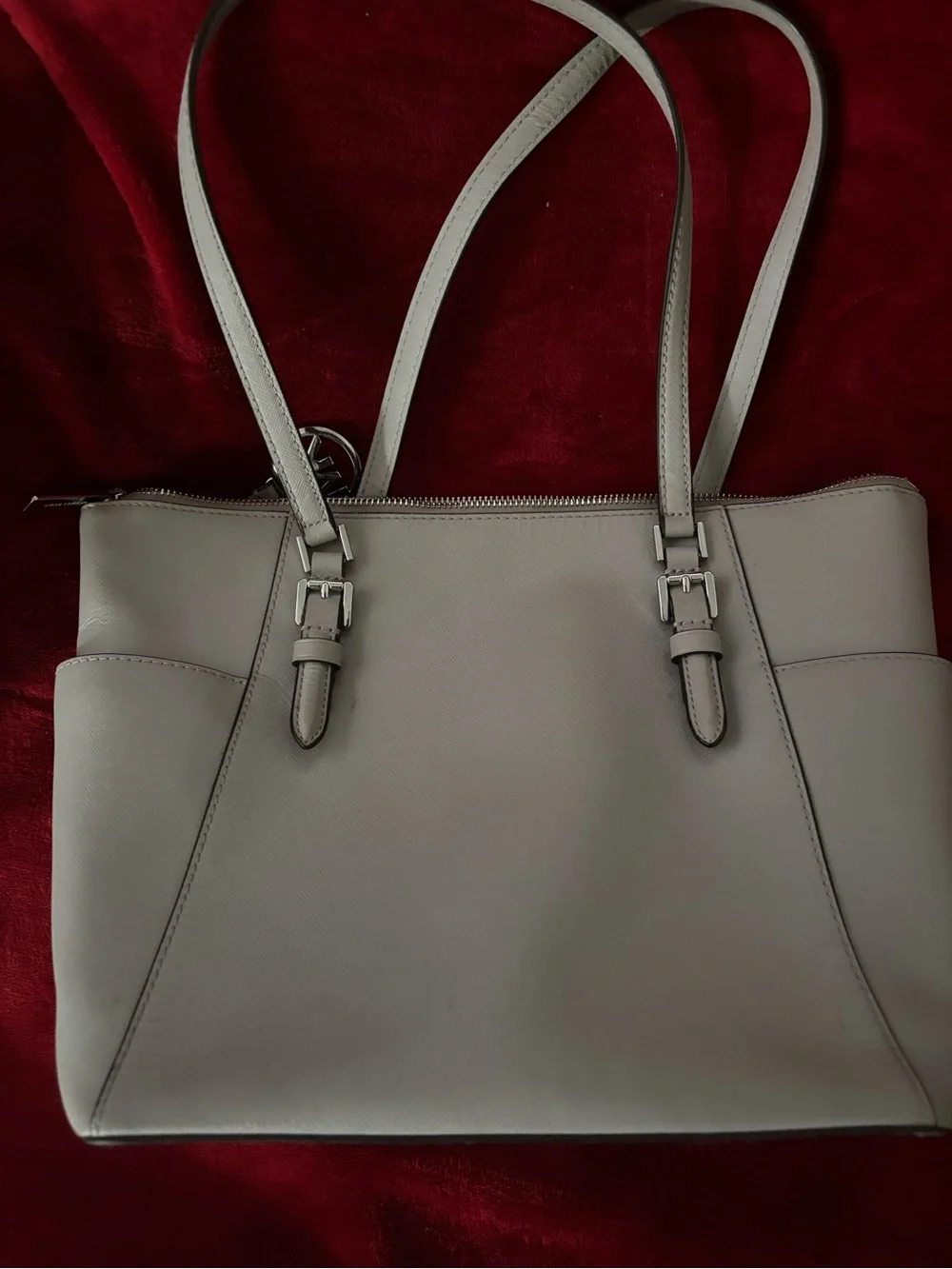 Michael Kors Gray Saffiano Leather Tote with MK Charm